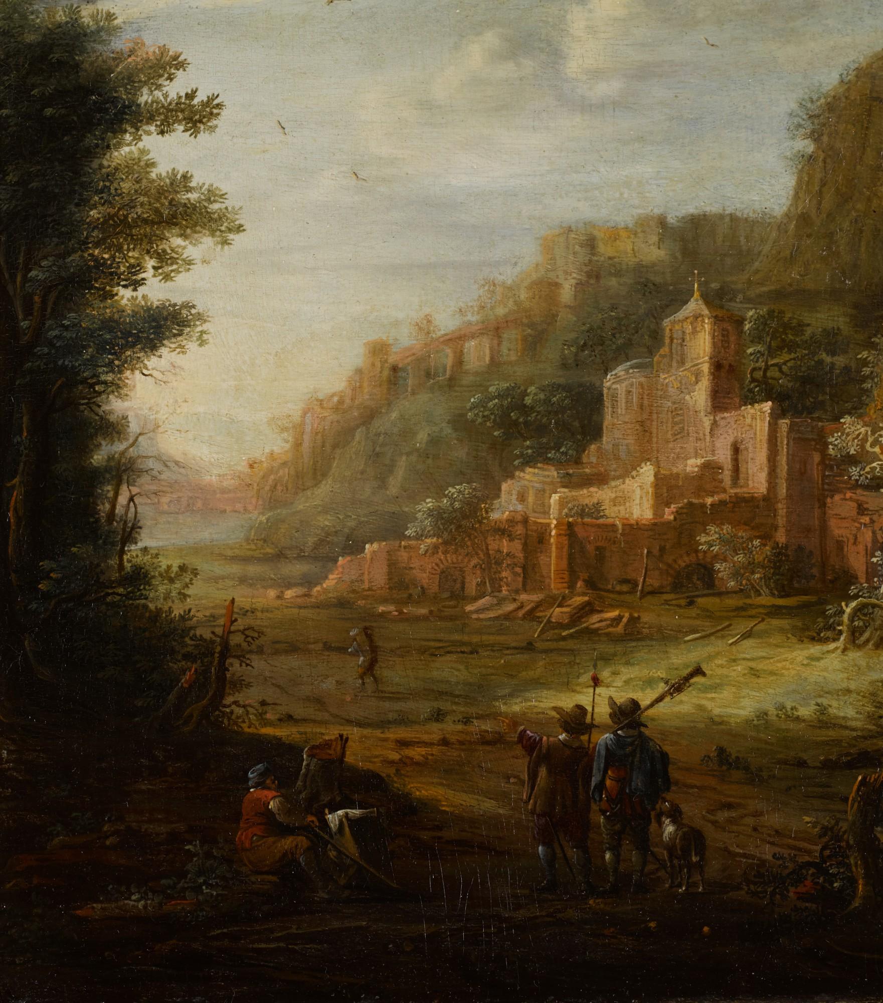 Eglon Hendrick Van Der Neer - Wooded Landscape With Two Hunters At The Entrance To A Valley