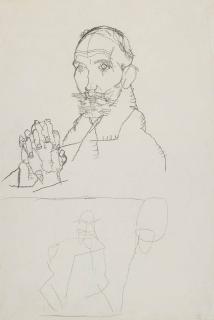 Egon Schiele - Bildnis Franz Hauer (recto); Gebeugt schreitender Jüngling in Aufsicht (Matrose) (verso)