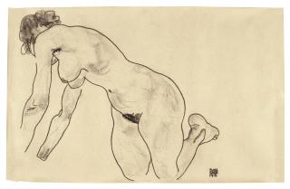 Egon Schiele - Crouching Female Nude 