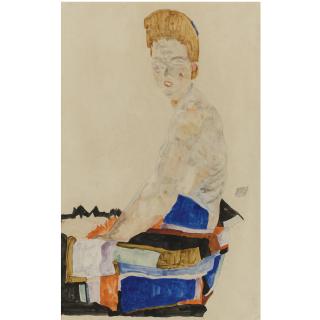 Egon Schiele - Halbakt (Semi-Nude)
