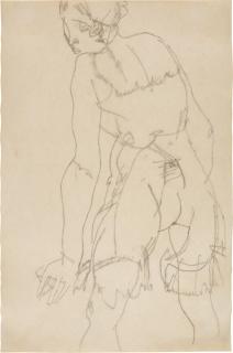Egon Schiele - Halbbekleidetes Mädchen (Girl, Partially Clothed)