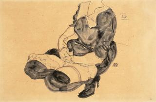 Egon Schiele - Hockender weiblicher Torso (recto); Weiblicher Halbakt (verso)