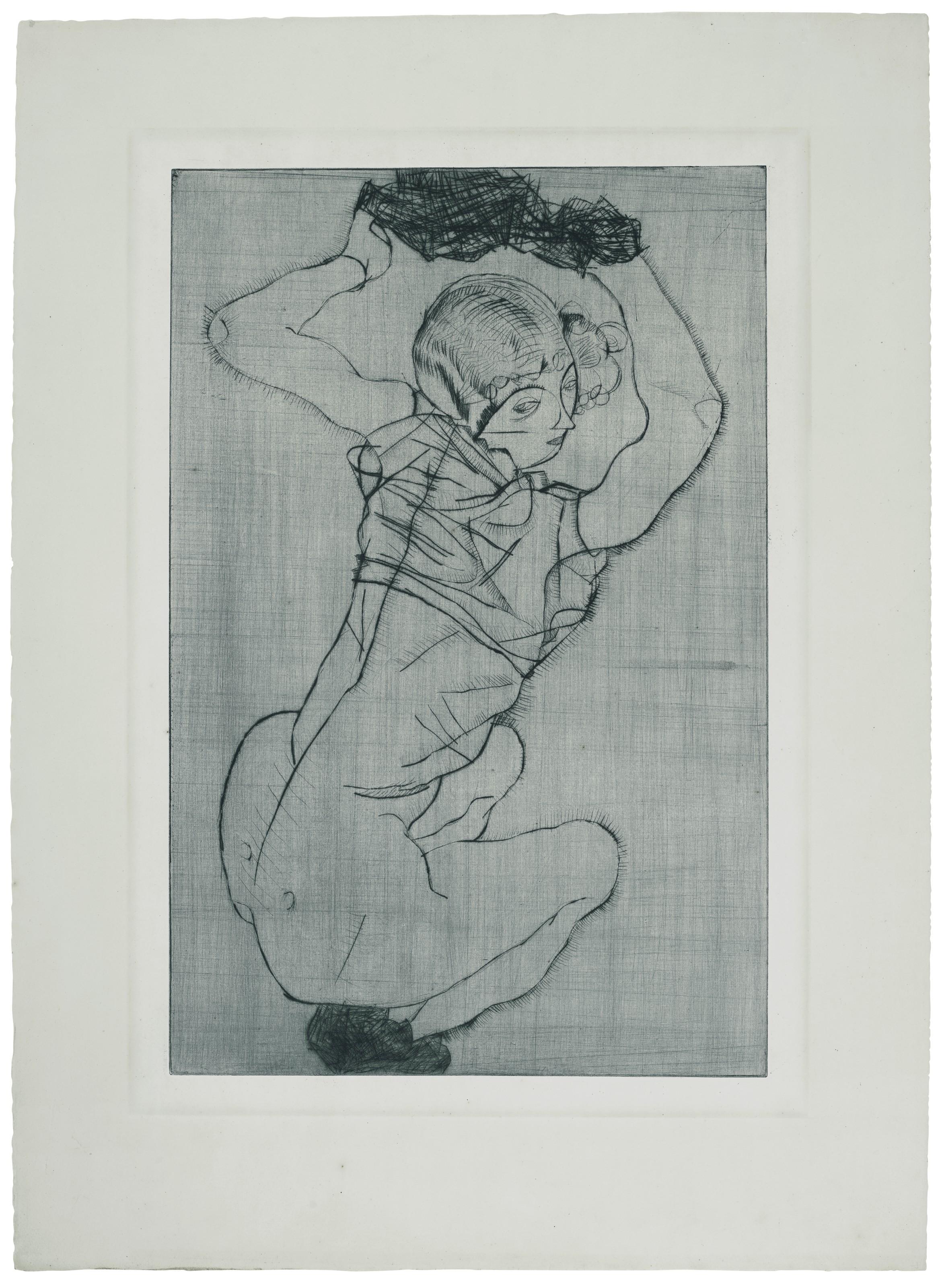 Egon Schiele - Kauernde (Squatting Woman)