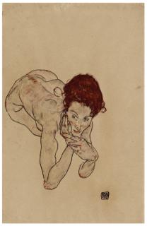Egon Schiele - Kauernder Weiblicher Akt (Crouching Female Nude)