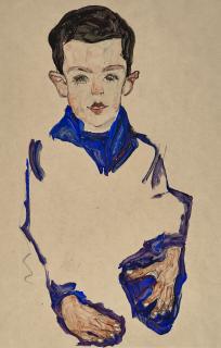 Egon Schiele - Knabenbildnis (Herbert Reiner) (recto); Zwei weibliche Akte mit Draperie (verso)