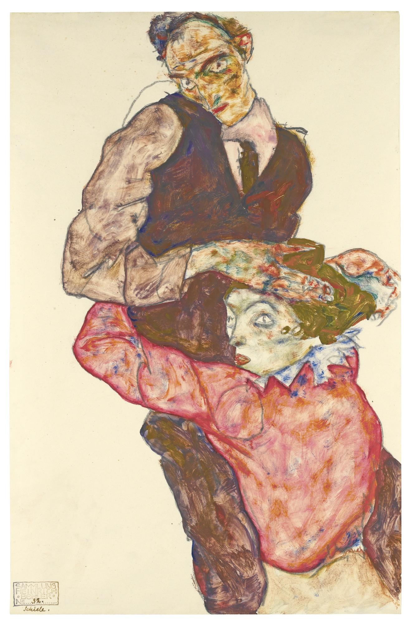 Egon Schiele - Liebespaar (Selbstdarstellung Mit Wally) (Lovers - Self-Portrait With Wally)