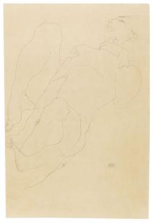 Egon Schiele - Liegender Akt mit erhobenen Beinen