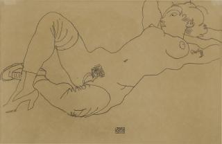 Egon Schiele - Liegender Akt Mit Verschränkten Armen (Reclining Nude With Crossed Arms)
