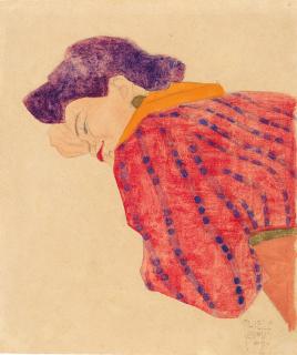 Egon Schiele - Liegendes Mädchen mit roter Bluse