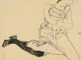 Egon Schiele - Liegendes Mädchen Mit Schwarzen Strümpfen (Reclining Girl With Black Stocking)