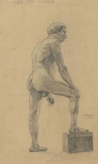 Egon Schiele - Männerakt vom Profil