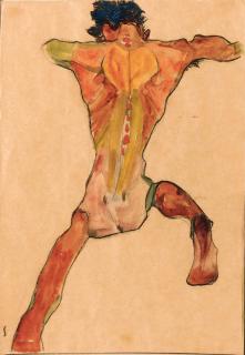 Egon Schiele - Männlicher Rückenakt