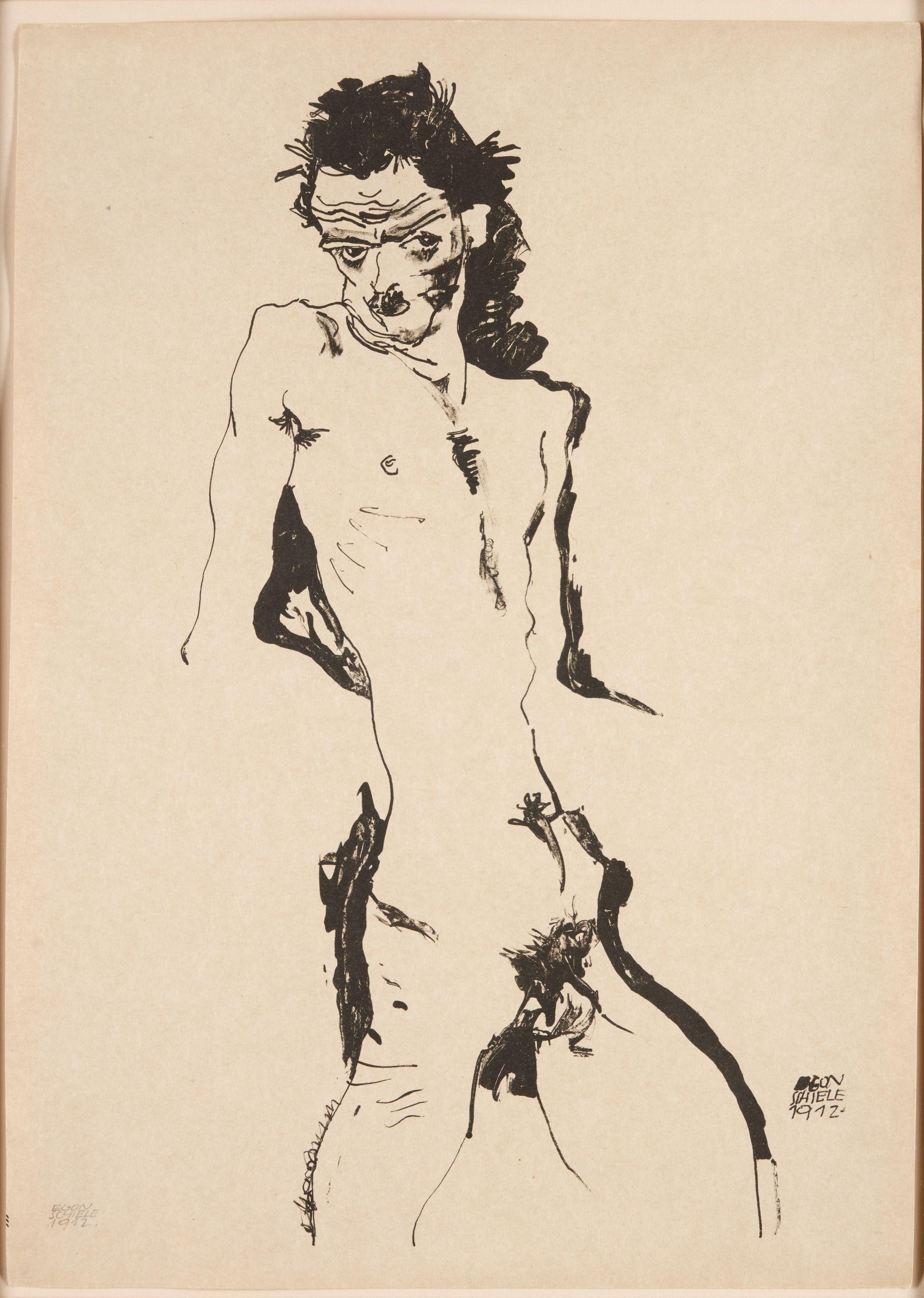 Egon Schiele - Mannlicher Akt (Selbstbildnis) I from the portfolio SEMA 15 Originalsteinzeichnungen