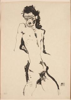 Egon Schiele - Mannlicher Akt (Selbstbildnis) I from the portfolio SEMA 15 Originalsteinzeichnungen