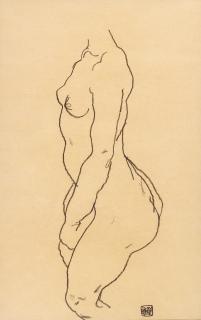 Egon Schiele - Profilansicht Eines Stehenden Aktes (Ohne Kopf) (Standing Nude In Profile (Without Head))