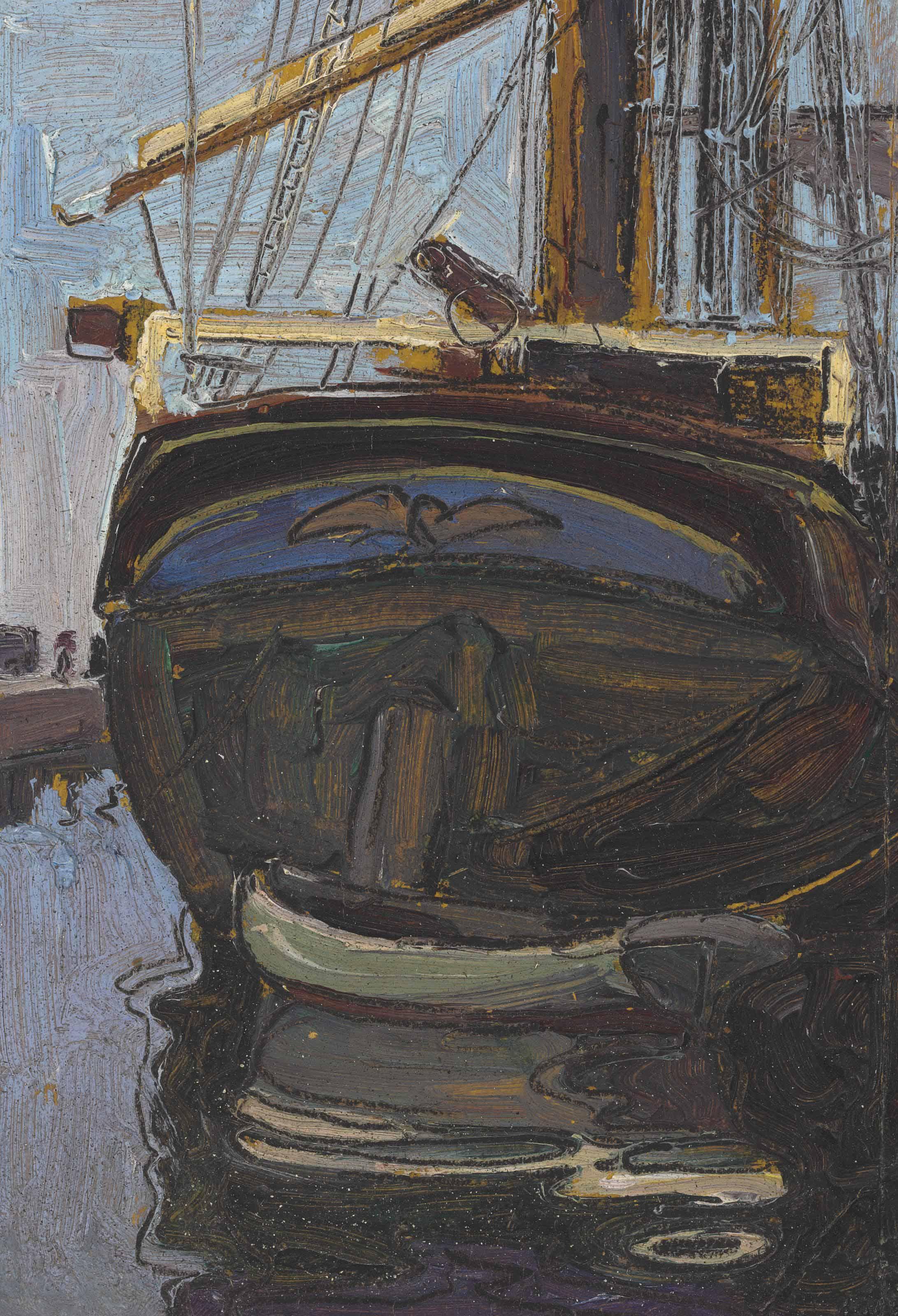 Egon Schiele - Segelschiff mit Ruderboot (Triest)