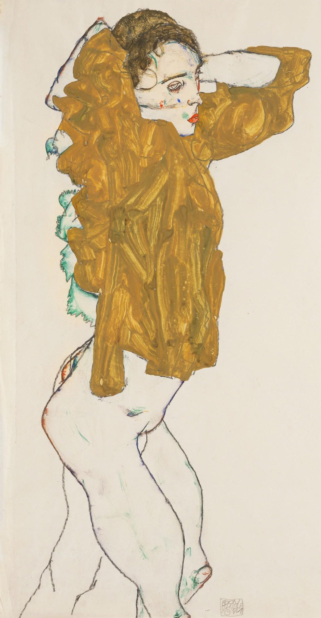 Egon Schiele - Sich Entkleidendes Mädchen (Girl Undressing)