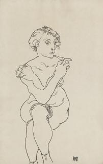 Egon Schiele - Sitzender Akt Mit Überkreuzten Armen Und Beinen (Seated Female Nude, Arms And Legs Crossed)