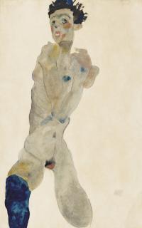 Egon Schiele - Stehender männlicher Akt mit verschränkten Armen (Selbstportrait)