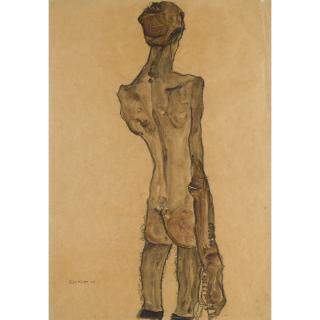 Egon Schiele - Stehender Männlicher Rückenakt (Standing Male Nude, Back View)