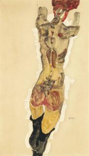 Egon Schiele - Stehender Rückenakt