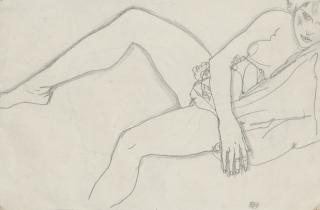 Egon Schiele - Weiblicher Akt (recto); Bildnis des Pianisten Roderick Mackey (verso)
