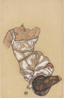 Egon Schiele - Weiblicher Torso in Unterwäsche und schwarzen Strümpfen