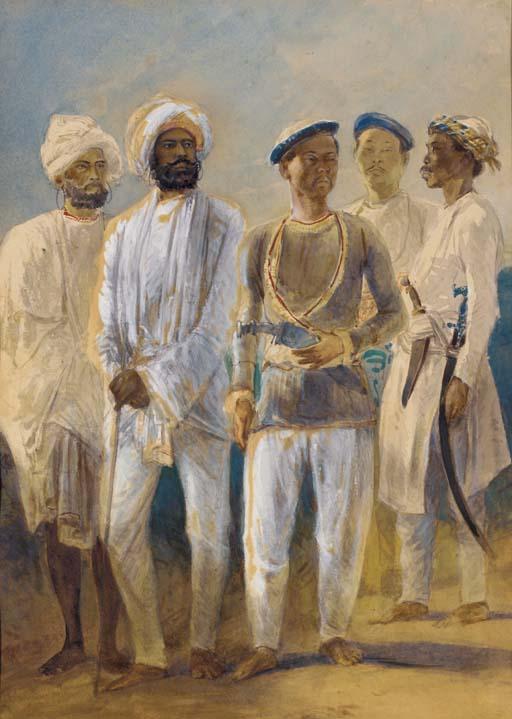 Egron Selif Lundgren - A group of five Sikhs and Gurkhas
