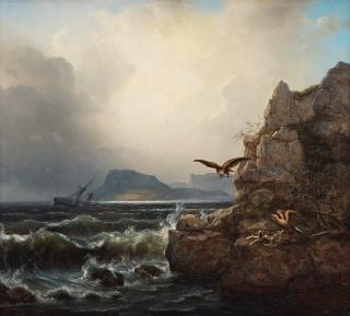 Ehrnfried Wahlqvist - Coastal landscape with nesting eagles