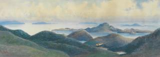 Eika Kato - A view of Hong Kong looking over Aberdeen Island (Ap Lei Chau), 1923