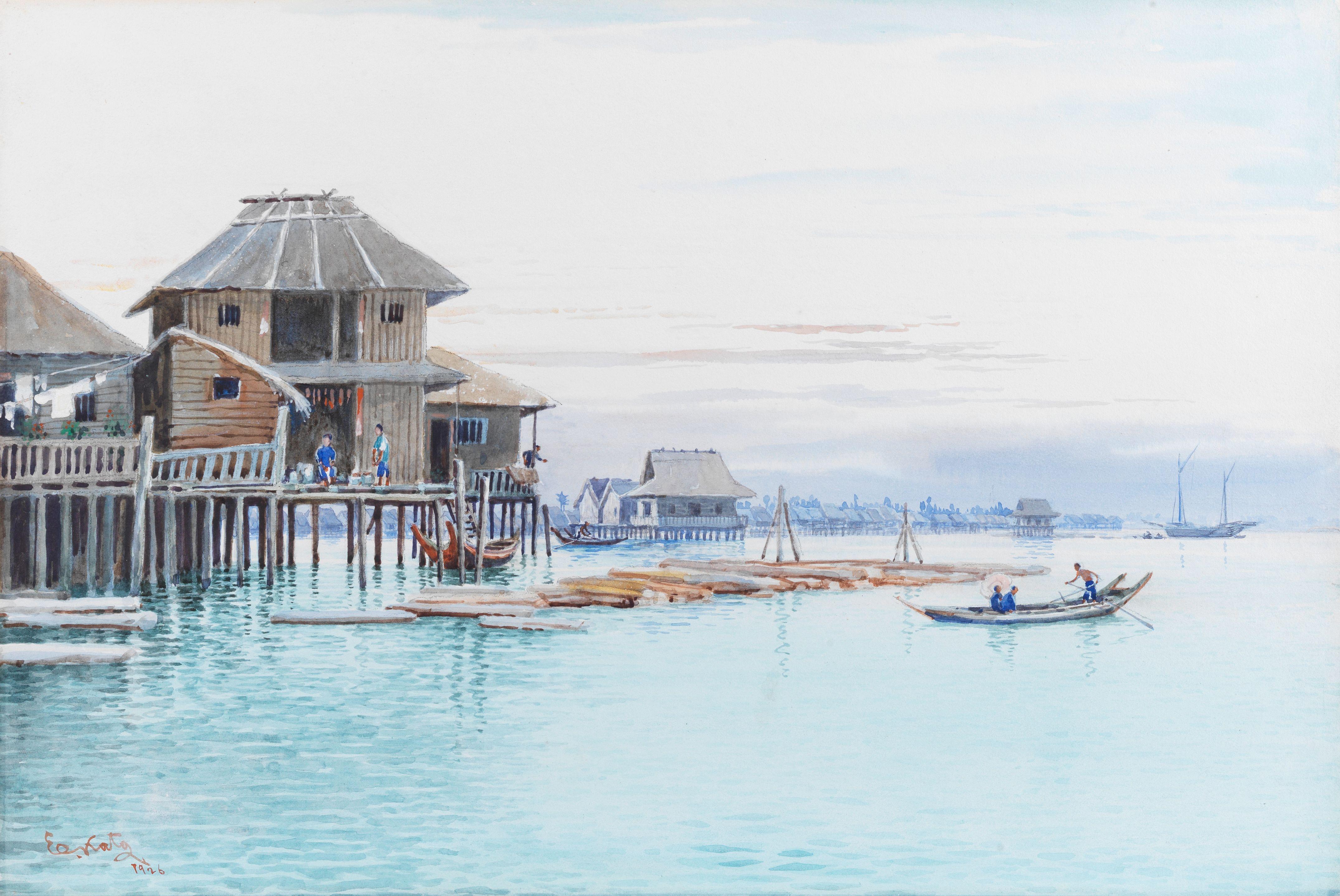 Eika Kato - Set of five watercolours depicting views in Singapore including: