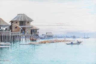 Eika Kato - Set of five watercolours depicting views in Singapore including: