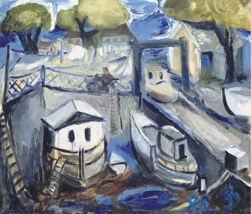 Eileen Bell - House Boats At Low Tide