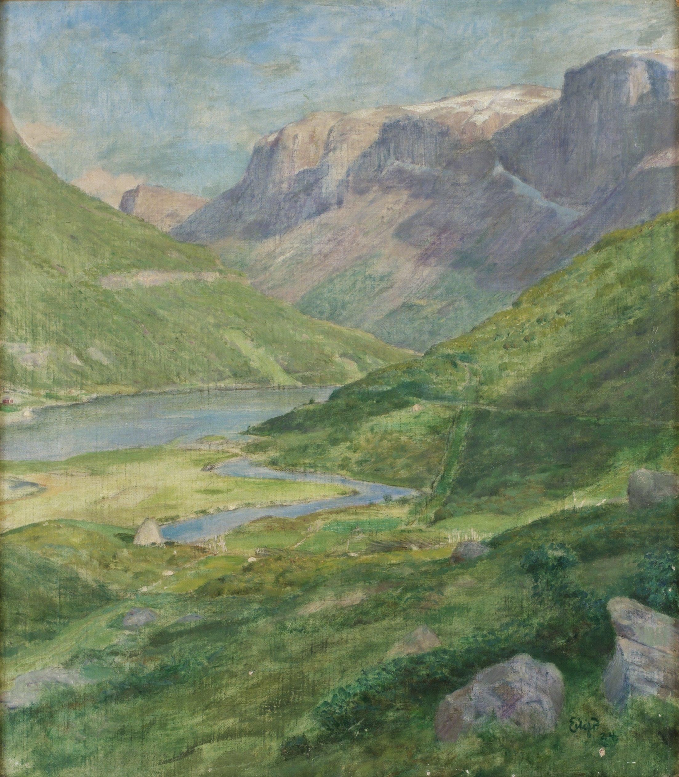 Eilif Peterssen - Fjällandskap med älv