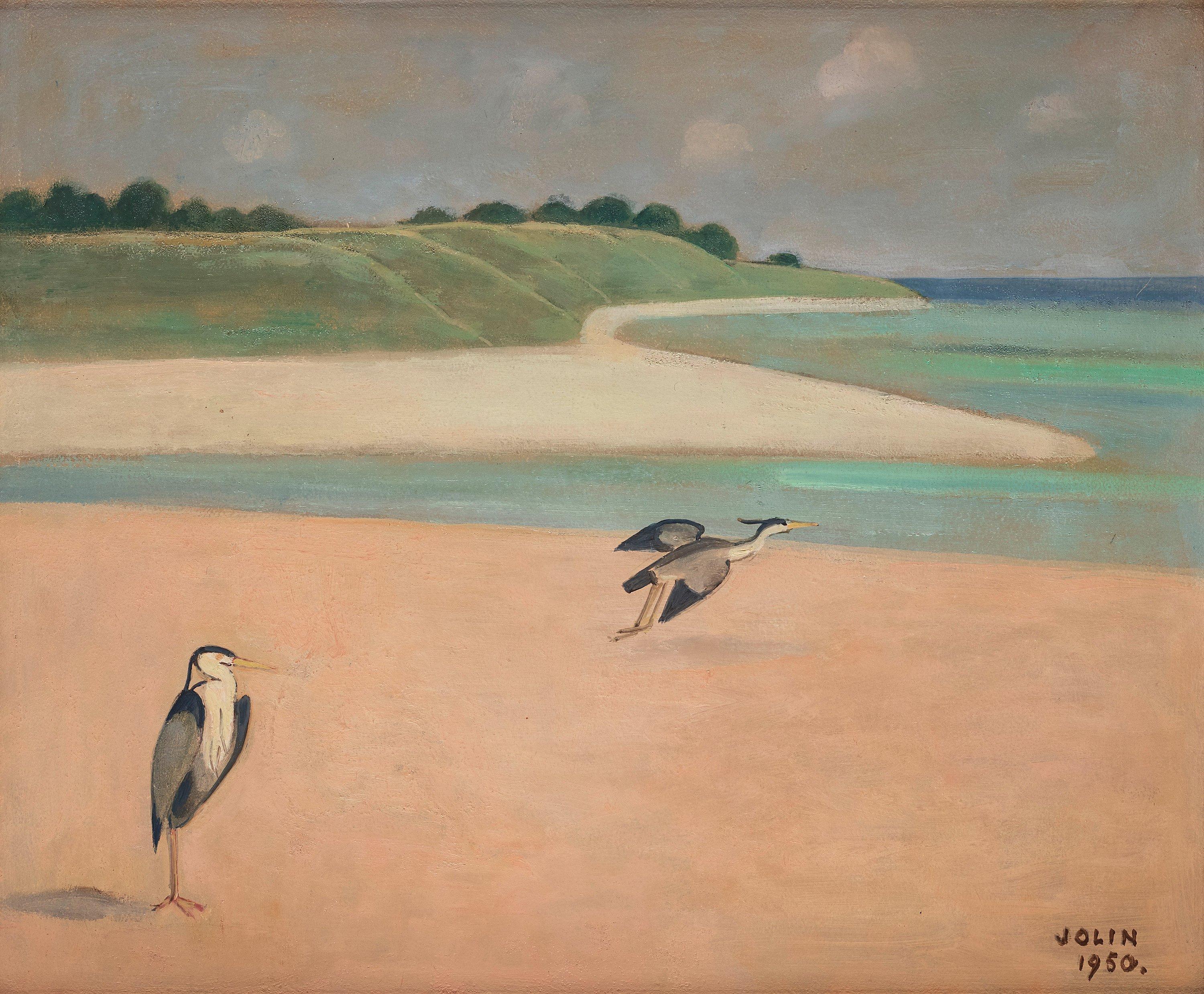 Einar Jolin - Herons on the beach.