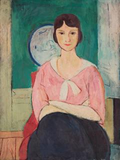 Einar Jolin - Model in a pink blouse.