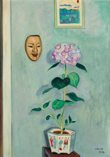 Einar Jolin - Still life with Hortensia and mask
