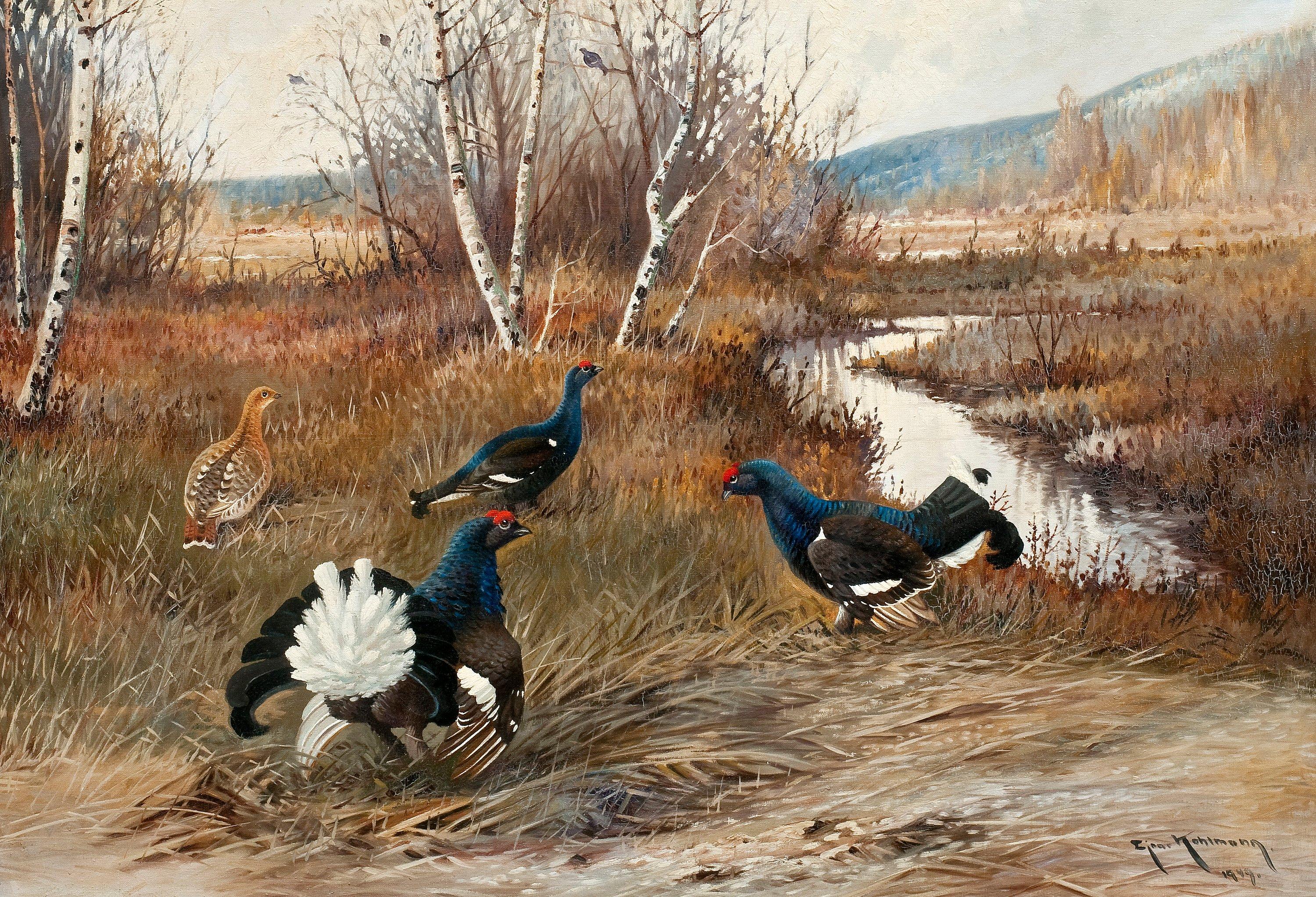 Ejnar Kohlmann - Autumn Landscape With Birds.