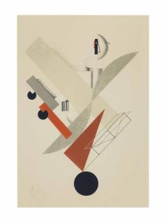 El Lissitzky - Globetrotter in der Zeit, from  Figurinenmappe. Die plastische Gestaltung des elektro-mechanischen Schau Sieg über die Sonne