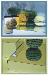 Elad Lassry - (i) Circles and Squares (A Tasteful Organic Melons Arrangement) 1  (ii) One Watermelon, Two Heads