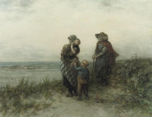 Elchanon Verveer - Fisherwomen waiting in the dunes
