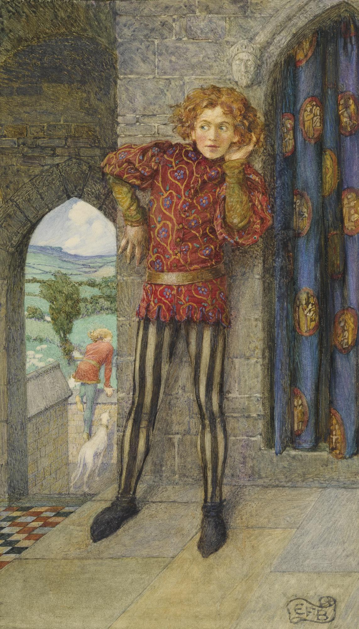 Eleanor Fortescue-Brickdale, R.W.S. - But Mordred Laid His Ear Beside The Door And There Half Heard - The Coming Of Arthur