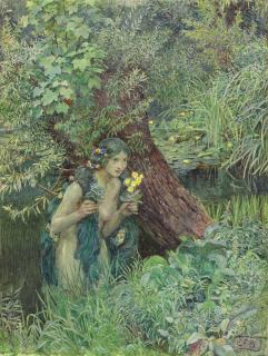 Eleanor Fortescue Brickdale, R.W.S. - \'With goodly greenish locks, all loose untied\'