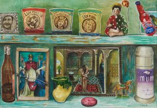 Elena Climent - Shelf with Three Candles