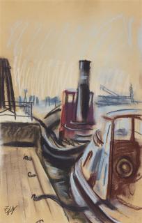 Elfriede Lohse-Wächtler - Schleppdampfer im Hafen Altona