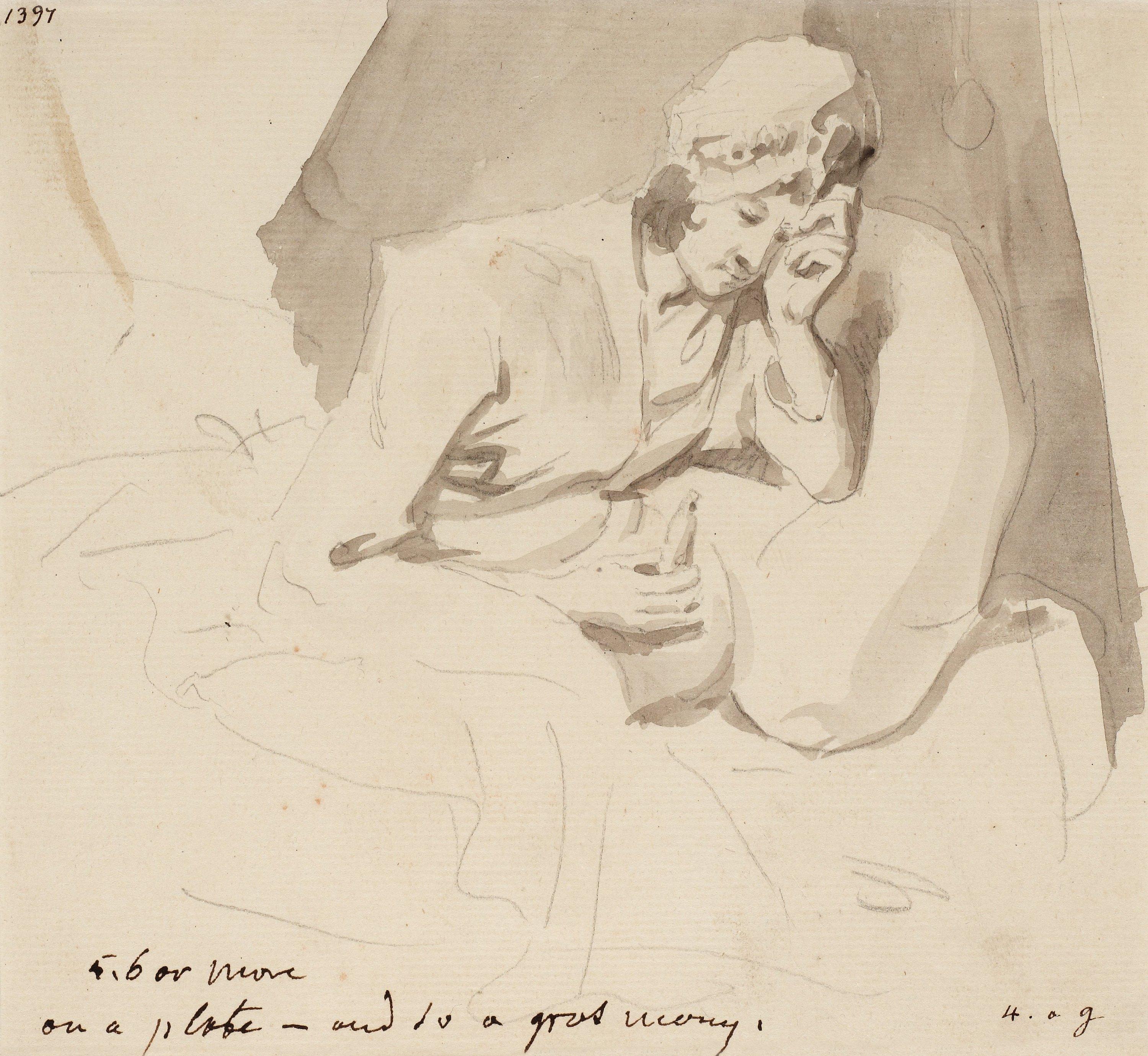 Elias Martin - En prostituerad i sin säng betraktande en dildo