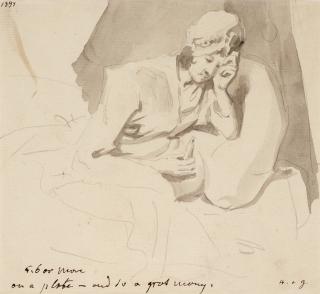 Elias Martin - En prostituerad i sin säng betraktande en dildo