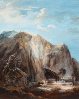 Elias Martin - Mountainous landscape with a house by the lake