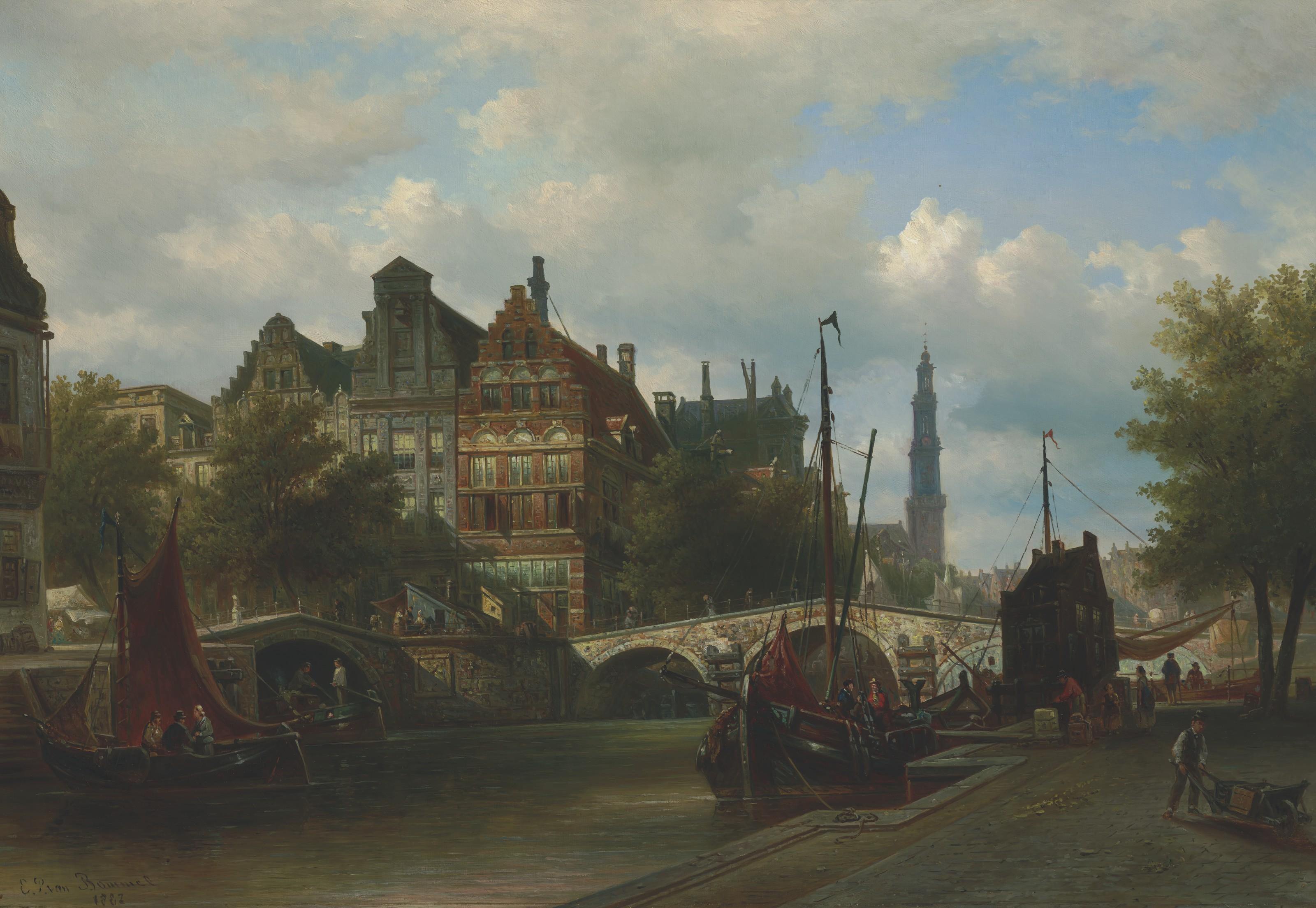 Elias Pieter Van Bommel - View from the Nieuwengracht in Amsterdam