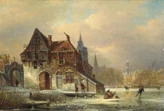 Elias Pieter van Bommel - Winteransicht und kirche zu Haarlem